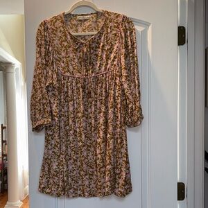 NATURAL LIFE Long Sleeve Floral Baby Doll Dress - Pink and Green